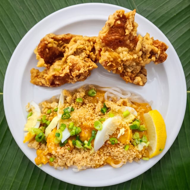#8 Palabok with Crispy Chicken.
