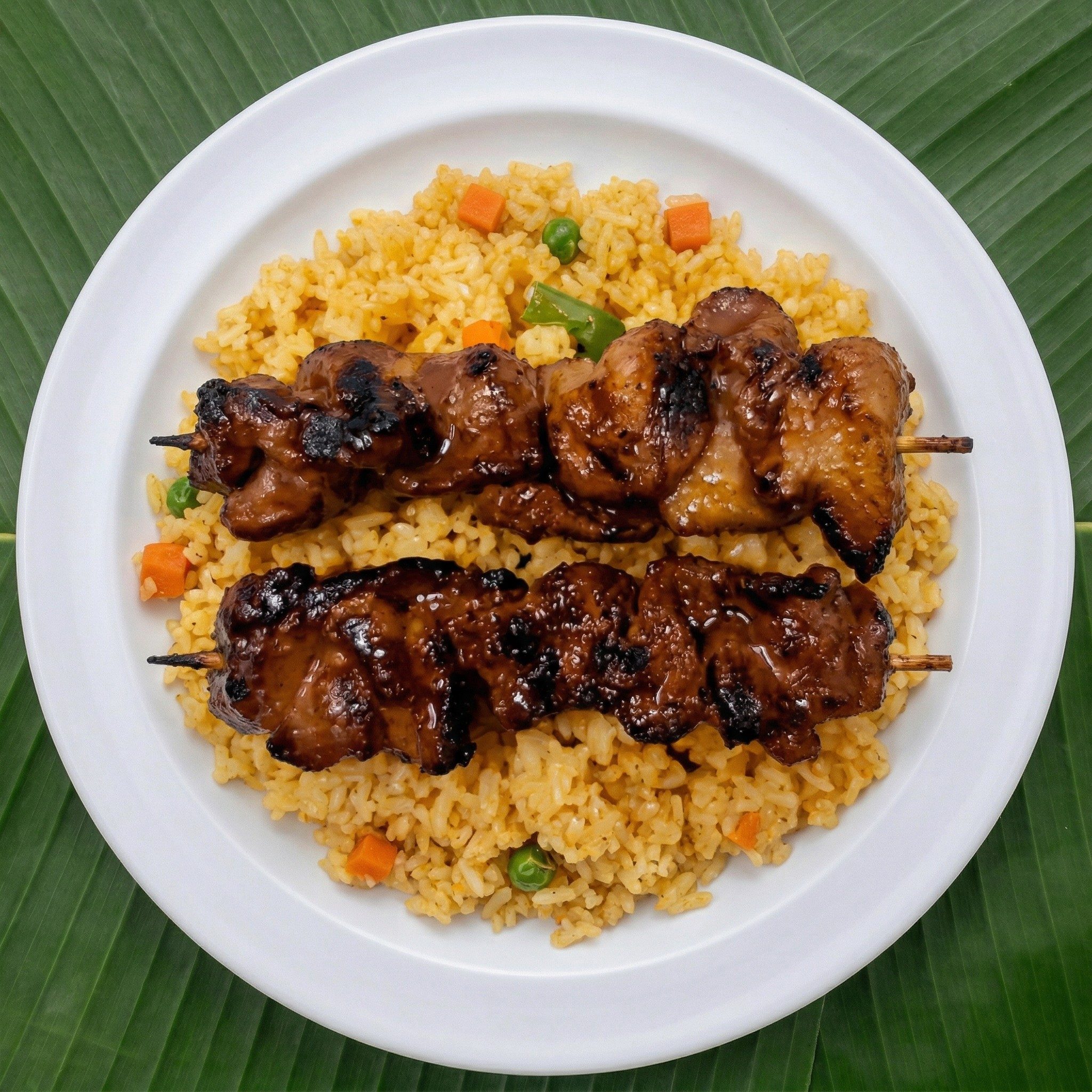 #3 Pork Skewers with Fried Rice.