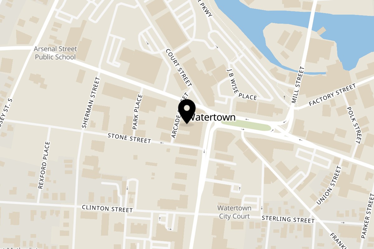 Map showing the location of Taste of the Philippines NY on 1 Public Square Ste 4 in Watertown